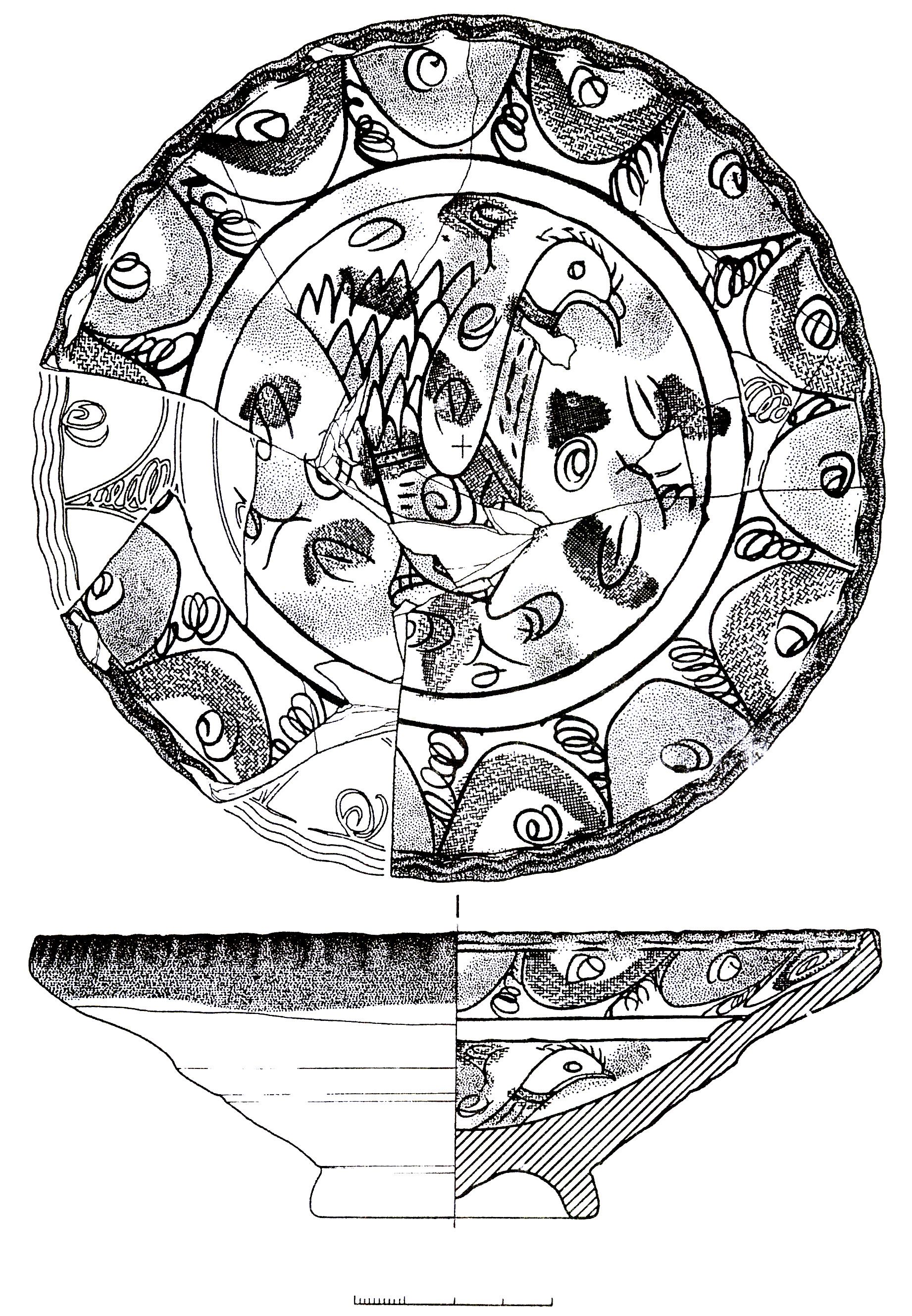 Рис. 18. Поливная тарелка с изображением птицы из раскопок Каффы (по В.П. Кирилко, 1998, рис. 1).