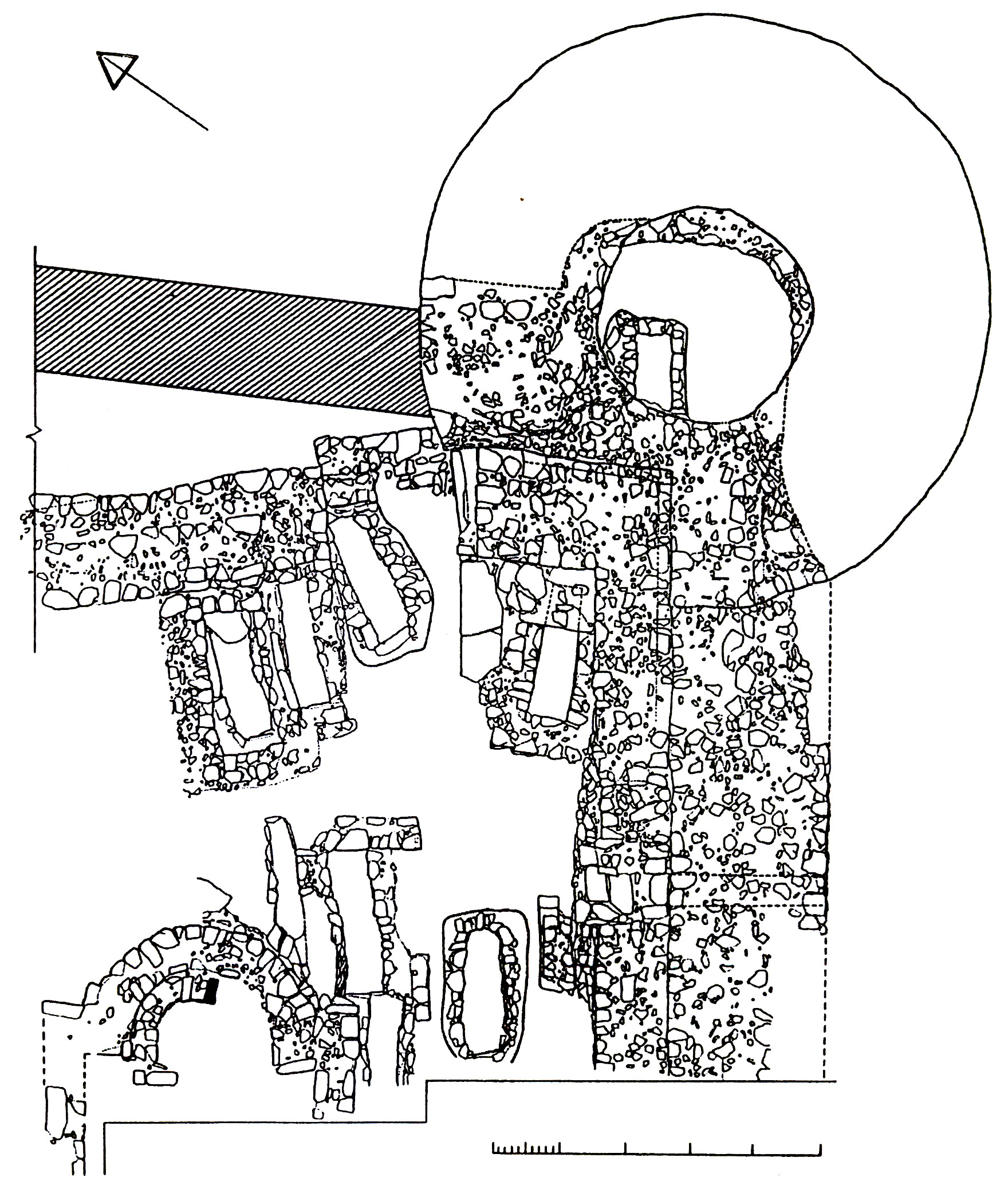 Рис. 36. Фрагмент плана раскопок участка башни Ашага-Куле.