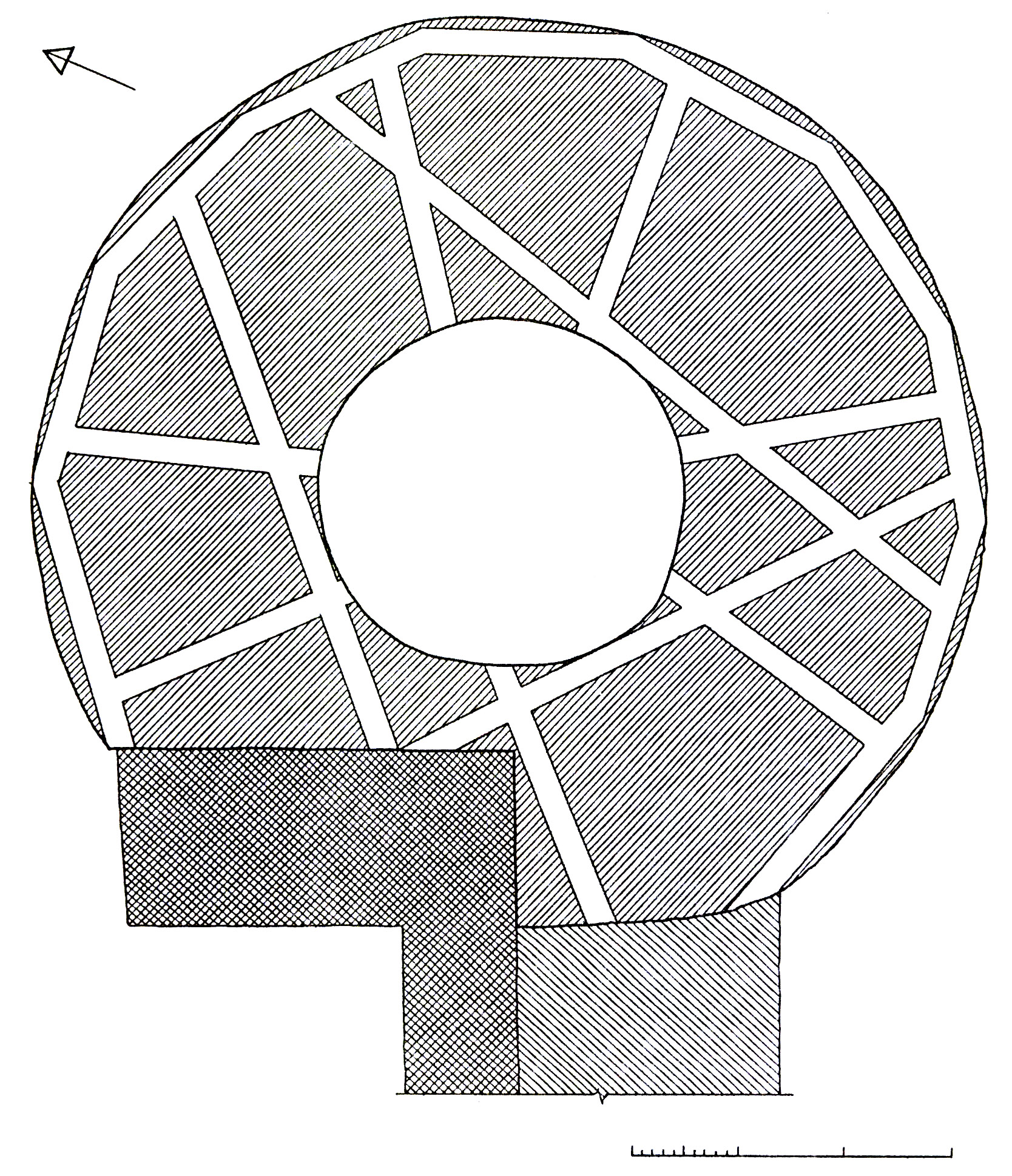 Рис. 37. План-схема расположения сантранной системы в башне Ашага-Куле.