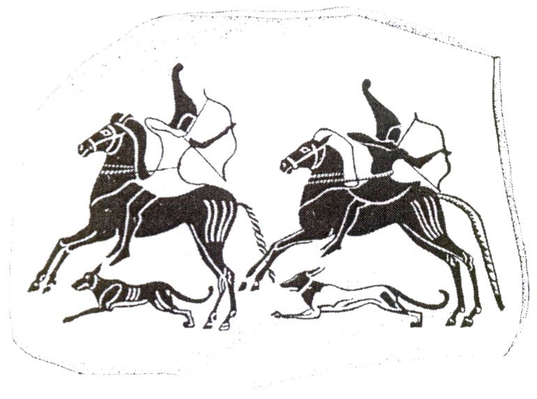 Изображение киммерийский всадников на этрусских вазах VI в. до н.э.