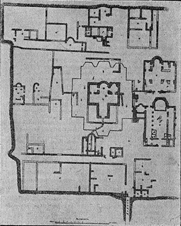 План группы базилик, открытых на месте усадьбы Херсонесского монастыря и новопостроенного храма.